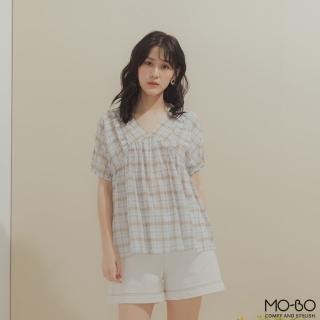 【MO-BO】夏日田園小荷葉格紋上衣(上衣)