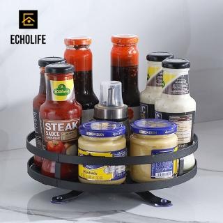【EchoLife】旋轉調料置物架 廚房360度收納架 多功能圓形調味料架-單層