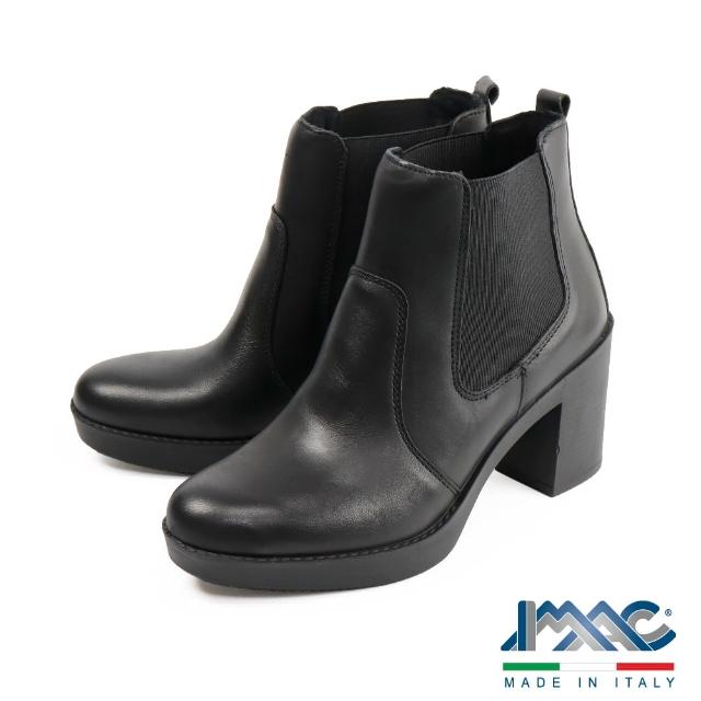 【IMAC】經典時尚真皮切爾西短靴 黑色(606140-BL)