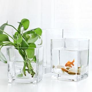 【JEN】方形魚缸多用途透明玻璃花瓶花器15*15cm