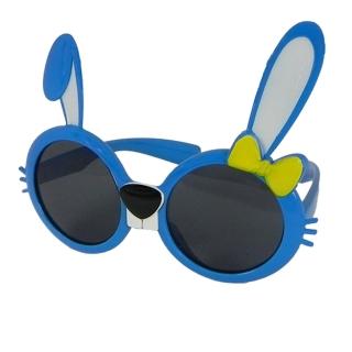 【Docomo】橡膠兒童偏光墨鏡 可愛兔子造型設計款 專業橡膠材質鏡框 頂級防爆偏光 質感藍色(年度新款)