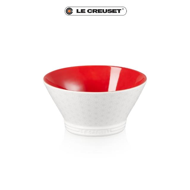 【Le Creuset】瓷器新采和風日式圖騰麵碗19cm(櫻桃紅)