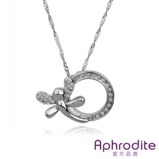 【Aphrodite 愛芙晶鑽】小蜻蜓綴鑽造型水鑽項鍊(白金色)