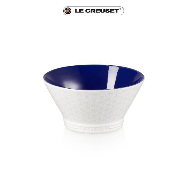 【Le Creuset】瓷器新采和風日式圖騰麵碗19cm(靛青藍)