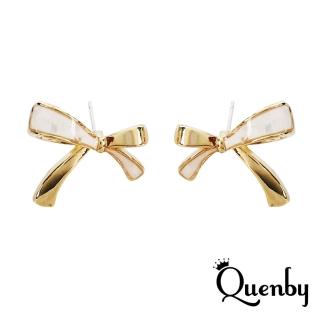 【Quenby】韓國同步微法式風金屬蝴蝶結耳環/耳針(耳環/配件/交換禮物)