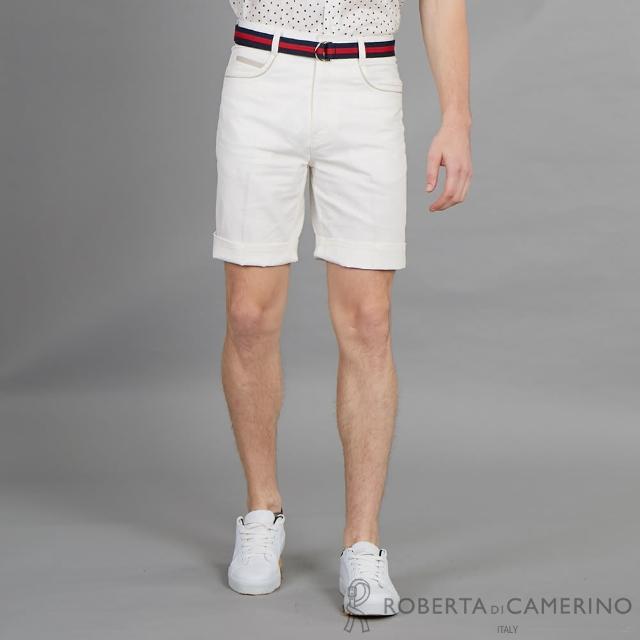 【ROBERTA 諾貝達】都會品味 時尚百搭平面休閒短褲(白色)