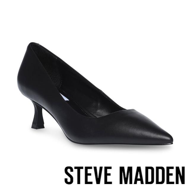 【STEVE MADDEN】VALENZIA 素面尖頭前包低跟鞋(黑色)