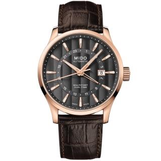 【MIDO 美度】MULTIFORT GMT 先鋒系列 雙時區顯示 機械腕錶 禮物推薦 畢業禮物(M0384293606100)