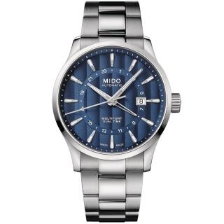 【MIDO 美度】MULTIFORT GMT 先鋒系列 雙時區顯示 機械腕錶 禮物推薦 畢業禮物(M0384291104100)