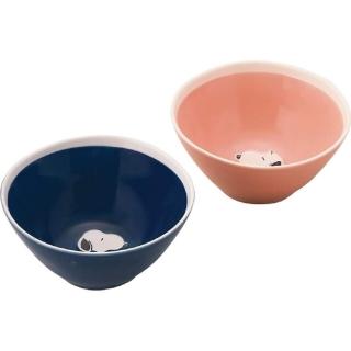 【小禮堂】SNOOPY 史努比 日本製 陶瓷碗2入組 YAMAKA陶瓷 《粉藍款》(平輸品)