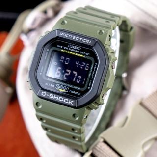 【CASIO 卡西歐】G-SHOCK 街頭軍事撞色數位腕錶/綠x黑框(DW-5610SU-3)