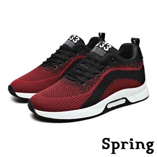 【SPRING】厚底運動鞋 內增高運動鞋/水波飛織圖騰內增高時尚運動鞋-男鞋(紅)