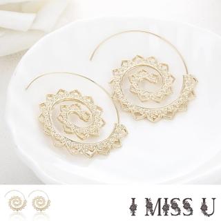 【I MISS U】歐美時尚幾何螺旋造型耳環(金)