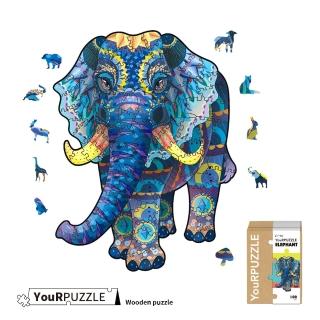 【YouRPUZZLE】台灣現貨非洲象拼圖(檢驗合格木質動物拼圖)