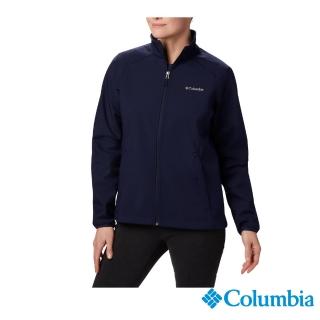 【Columbia 哥倫比亞 官方旗艦】女款-立領軟殼外套-深藍(UWL01230NY/ 戶外 .防潑水.機能)