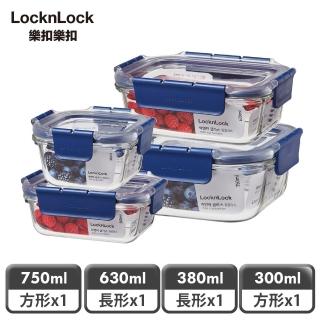 【LocknLock 樂扣樂扣】頂級透明耐熱玻璃保鮮盒實用4件組