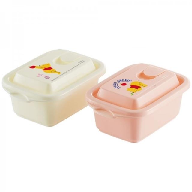 【小禮堂】Disney 迪士尼 小熊維尼 日本製 微波保鮮盒2入組 300ml 《黃蘋果款》(平輸品)