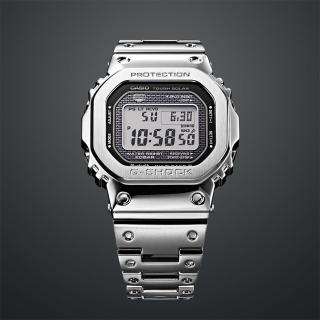 【CASIO 卡西歐】G-SHOCK 全金屬太陽能電波手錶-銀(GMW-B5000D-1)