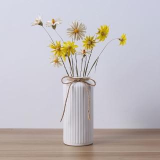 【JEN】簡約條紋陶瓷花瓶花器桌面擺飾居家裝飾高21cm