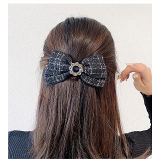 【HaNA 梨花】韓國小香毛呢華麗感．手工中間鑽石鑲飾髮夾