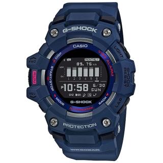 【CASIO 卡西歐】G-SHOCK 跑步好夥伴計步藍芽運動電子錶-藍(GBD-100-2)