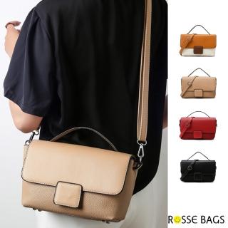 【Rosse Bags】清新簡約方釦手提肩背包(現+預 淺棕 / 米色 / 紅色 / 黑色)