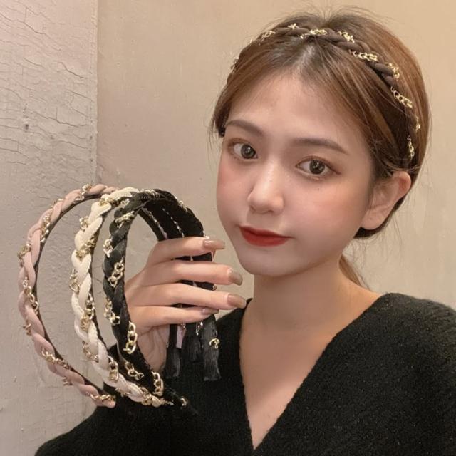 【Emi 艾迷】時尚 小香風 金屬感麻花辮髮箍