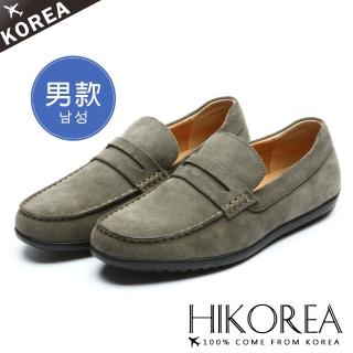 【HIKOREA】韓國空運。手工訂製天然牛皮一字帶紳士休閒鞋 正裝 厚底 男款(73-430卡其/現貨)