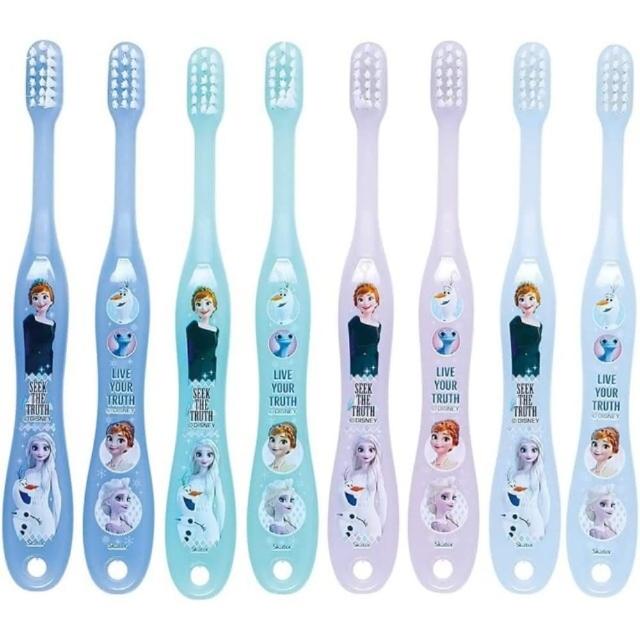 【小禮堂】迪士尼 冰雪奇緣 兒童牙刷8入組 附牙刷蓋 3-5歲 《藍大臉款》(平輸品)