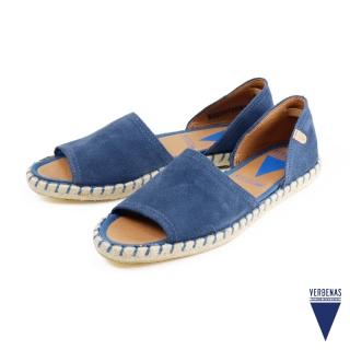 【VERBENAS】麂皮休閒魚口草編涼鞋 藍色(030067-BU)