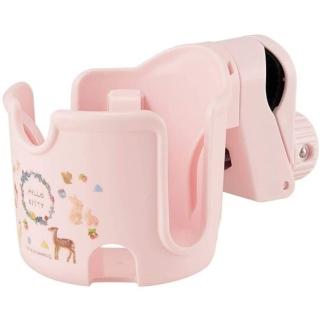 【小禮堂】Hello Kitty 嬰兒車用飲料杯架 塑膠杯架 寶特瓶架 夾式杯架 《粉 動物》