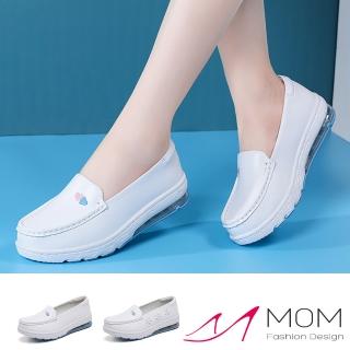 【MOM】真皮護士鞋/真皮舒適彈力加大氣墊小愛心印花護士鞋(3款任選)