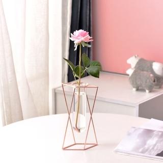 【JEN】北歐創意幾何金屬玻璃花瓶花器花架桌面擺飾居家裝飾高23cm