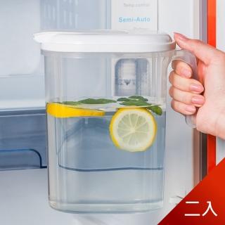 【Dagebeno荷生活】日式簡約PP冷水壺 大容量北歐扁身設計 可放冰箱側門(二入)