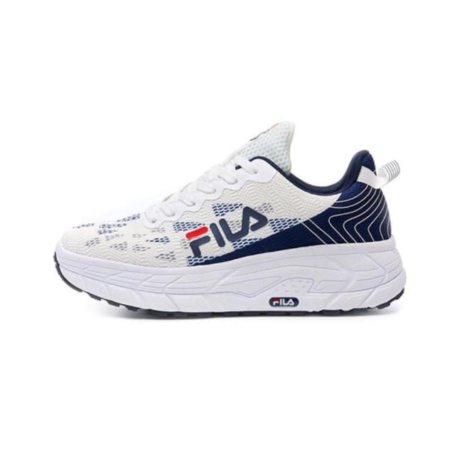 【FILA】男款白藍厚底透氣慢跑休閒鞋NO.1J321V133