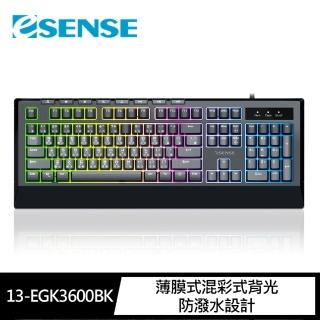 【ESENSE 逸盛】K3660BK混彩發光電競鍵盤(13-EGK3660BK)