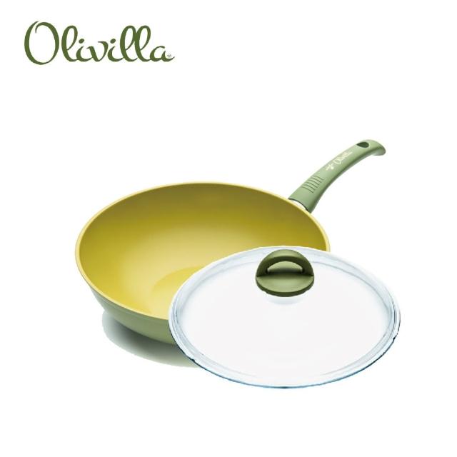 【ILLA 伊拉】橄欖油不沾中華炒鍋 28cm 鍋蓋組