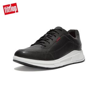 【FitFlop】FREY LEATHER SNEAKERS 運動風繫帶休閒鞋-男(黑色)
