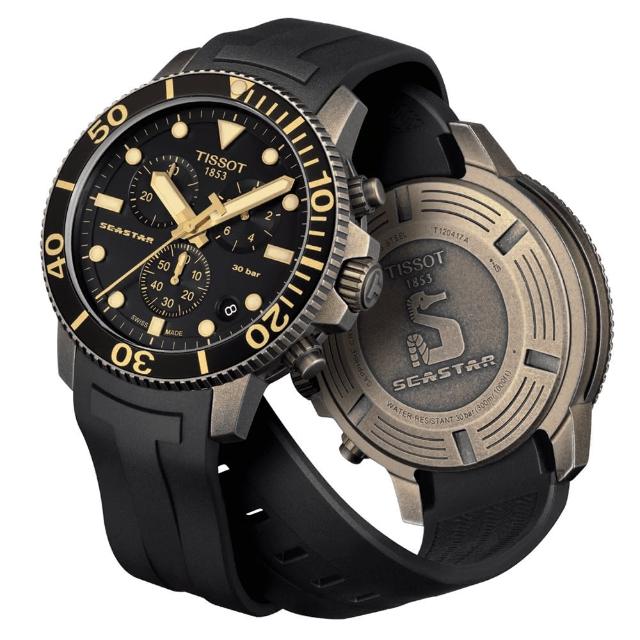 【TISSOT 天梭】水鬼 Seastar 1000 海洋之星300米潛水三眼計時手錶 送行動電源 畢業禮物(T1204173705101)