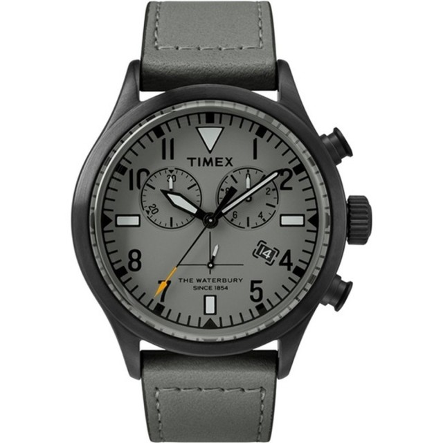 【TIMEX】X TODD SNYDER 刻劃時代計時皮帶腕錶-黑X灰(TW2R13200)