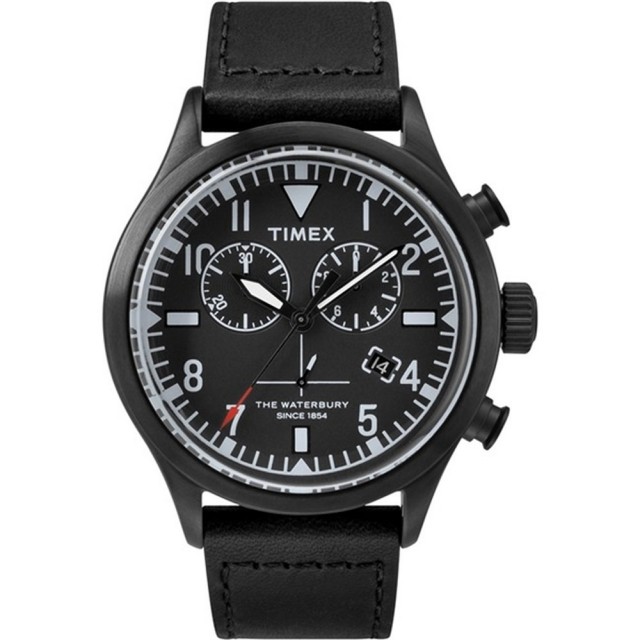 【TIMEX】X TODD SNYDER 刻劃時代計時皮帶腕錶-全黑(TW2R12700)