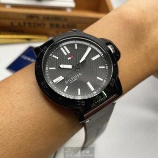 【Tommy Hilfiger】湯米希爾費格男錶型號TH00031(黑色錶面黑錶殼咖啡色真皮皮革錶帶款)
