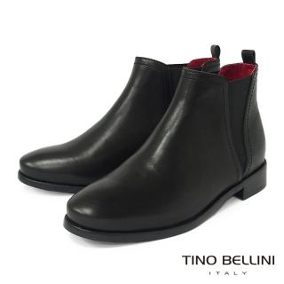 【TINO BELLINI 貝里尼】歐洲進口拼接V型繃帶切爾西靴FWNO0023(黑)