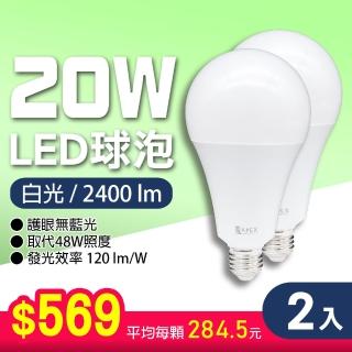 【朝日光電】LED E27 20W球泡-2入(LED燈泡)