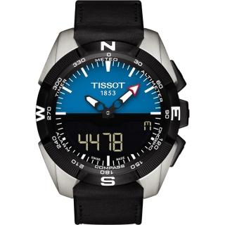 【TISSOT 天梭】T-TOUCH鈦 太陽能觸控錶-藍/45mm(T0914204604100)