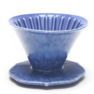 【MILA】手作燒陶自然釉咖啡濾杯02-天藍(台灣製造)