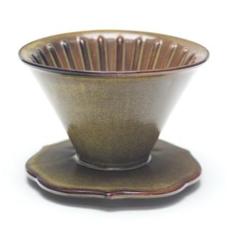 【MILA】手作燒陶自然釉咖啡濾杯02-茶墨(台灣製造)