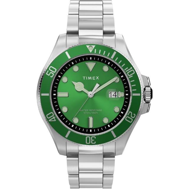 【TIMEX】天美時 風格系列 經典紳士手錶(綠 / 銀 TXTW2U72000)