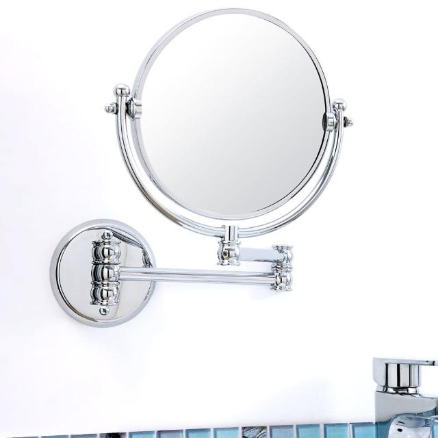 【TaKaYa】雙面伸縮化妝鏡/浴室.室鏡/梳妝鏡(銅鍍鉻/需鑽孔/台灣製造)