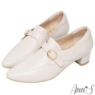 【Ann’S】手工製作頂級綿羊皮氣質金扣低跟踝靴4cm(米白)